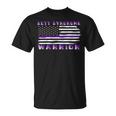 Rett Syndrome Warrior Usa Flag United States Flag Purple Ribbon Rett Syndrome Rett Syndrome Awareness Unisex T-Shirt