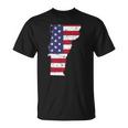 Vermont Map State American Flag 4Th Of July Pride Tee Unisex T-Shirt