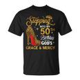 Womens 50Th Birthday Leopard Shoes Stepping Into My 50Th Bday Unisex T-Shirt