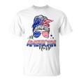 American Flag Patriotic Nurse Messy Bun 4Th Of July Unisex T-Shirt