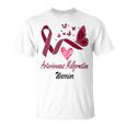 Arteriovenous Malformation Warrior Butterfly Funny Unicorn Burgundy Ribbon Arteriovenous Malformation Support Arteriovenous Malformation Awareness Unisex T-Shirt