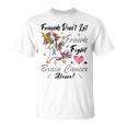 Friends Dont Let Friends Fight Brain Cancer Alone Unicorn Grey Ribbon Brain Cancer Brain Cancer Awareness Unisex T-Shirt