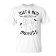 Funny Axolotl Quote Mexican Walking Fish Just A Boy Who Loves Axolotls Unisex T-Shirt