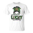 One Lucky Grammy St Patricks Day Messy Bun Leopard Unisex T-Shirt