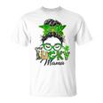 One Lucky Mama St Patricks Day Irish Shamrock Messy Bun Mom Unisex T-Shirt