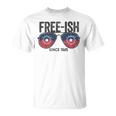 Premium Free-Ish Juneteenth Celebrate Black Freedom Free-Ish 1865 Messy Bun Afro Mom Unisex T-Shirt