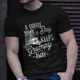 A Coffee A Day Keeps The Grumpy Away - Coffee Lover Caffeine Unisex T-Shirt Gifts for Him