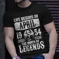 April 1954 Birthday Life Begins In April 1954 T-Shirt Gifts for Him