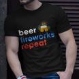 Beer Fireworks Repeat Funny 4Th Of July Beer Lovers Gifts Unisex T-Shirt Gifts for Him