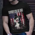 Border Collie Dad With Proud American Flag Dog Lover T-shirt Gifts for Him
