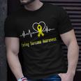 Ewings Sarcoma Awareness Heartbeat Yellow Ribbon Ewings Sarcoma Ewings Sarcoma Awareness Unisex T-Shirt Gifts for Him