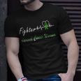 Fighter Adrenal Cancer Warrior Heartbeat Green Ribbon Adrenal Cancer Adrenal Cancer Awareness Unisex T-Shirt Gifts for Him