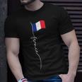 France Signature Flag Pole - Elegant Patriotic French Flag Unisex T-Shirt Gifts for Him