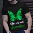 Glaucoma Awareness Butterfly Green Ribbon Glaucoma Glaucoma Awareness Unisex T-Shirt Gifts for Him