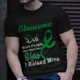 Glaucoma Dad Most People Never Meet Their Hero I Raised Mine Green Ribbon Glaucoma Glaucoma Awareness Unisex T-Shirt Gifts for Him