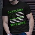 Glaucoma Warrior Usa Flag United States Flag Green Ribbon Glaucoma Glaucoma Awareness Unisex T-Shirt Gifts for Him