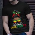 Juneteenth Outfit Women Messy Bun Eye Glasses Unisex T-Shirt Gifts for Him