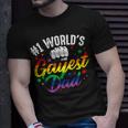 Mens 1 Worlds Gayest Dad Funny Fathers Day Lgbt Pride Rainbow 14 Shirt Unisex T-Shirt Gifts for Him