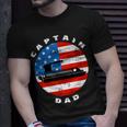 Mens Captain Dad Pontoon Boat Retro Us Flag 4Th Of July Boating Unisex T-Shirt Gifts for Him