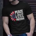 Peace Love Freedom America Usa Flag Sunflower Unisex T-Shirt Gifts for Him