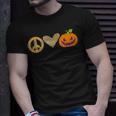 Peace Love Pumpkin Peace Love Halloween Funny Halloween Leopard Heart Pumpkin For Halloween Unisex T-Shirt Gifts for Him
