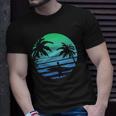 Retro Water Sport Surfboard Palm Tree Sea Tropical Surfing Unisex T-Shirt Gifts for Him