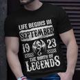 September 1923 Birthday Life Begins In September 1923 T-Shirt Gifts for Him
