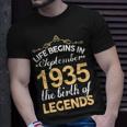 September 1935 Birthday Life Begins In September 1935 V2 T-Shirt Gifts for Him