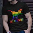 T Rex Dinosaur Lgbt Gay Pride Flag Allysaurus Ally Unisex T-Shirt Gifts for Him