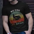 We Ride At Dawn Lawnmower Lawn Mowing Funny Dad Mens Unisex T-Shirt Gifts for Him
