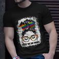 Womens Free Mom Hugs Messy Bun Lgbt Pride Rainbow V2 Unisex T-Shirt Gifts for Him