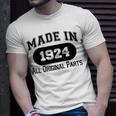 1924 Birthday Made In 1924 All Original Parts T-Shirt Gifts for Him