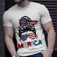 4Th Of July Merica Sunglasses Classy Mom Life Messy Bun Unisex T-Shirt Gifts for Him
