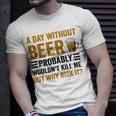 A Day Without Beer Why Risk It Funny Saying Beer Lover Drinker Unisex T-Shirt Gifts for Him