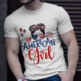 All American Girl 4Th Of July Messy Bun Sunglasses Usa Flag Unisex T-Shirt Gifts for Him
