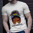 Black Women Free Mom Hugs Messy Bun Lgbtq Lgbt Pride Month Unisex T-Shirt Gifts for Him