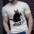 Cat What Murderous Black Cat With Knife Unisex T-Shirt Gifts for Him