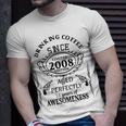 Drinking Coffee Since 2008 Aged Perfectly 14 Years Of Awesomenss Unisex T-Shirt Gifts for Him