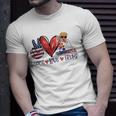 Funny 4Th Of July Peace Love Trump Merica Usa Flag Patriotic Unisex T-Shirt Gifts for Him