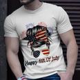 Happy 4Th Of July Messy Bun American Flag Firework Unisex T-Shirt Gifts for Him