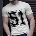 Number 51 College Sports Team Style In Black 2 Sided T-shirt Gifts for Him