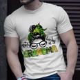 One Lucky Grandma Messy Bun Leopard St Patricks Day Unisex T-Shirt Gifts for Him