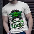 One Lucky Mama Messy Bun Shamrock St Patricks Day Unisex T-Shirt Gifts for Him