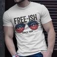 Premium Free-Ish Juneteenth Celebrate Black Freedom Free-Ish 1865 Messy Bun Afro Mom Unisex T-Shirt Gifts for Him