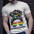 Proud Mom Lgbt Gay Pride Messy Bun Rainbow Lgbtq Unisex T-Shirt Gifts for Him