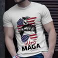 Ultra Maga American Flag Womens Messy Bun Wearing Glasses Unisex T-Shirt Gifts for Him