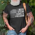 Beer Steak Guns & Freedom - 4Th July Usa Flag Drinking Bbq Unisex T-Shirt Gifts for Old Men