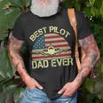 Best Pilot Dad Ever Fathers Day American Flag 4Th Of July Unisex T-Shirt Gifts for Old Men