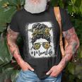 Bleached Mom Life Sunflower Mom Life Leopard Messy Bun T-shirt Gifts for Old Men