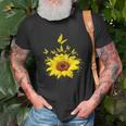 Butterflies Sunflower Smoke Unisex T-Shirt Gifts for Old Men
